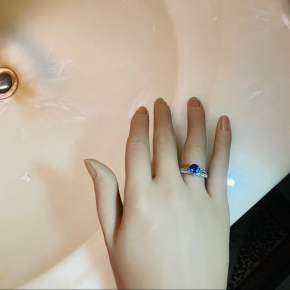 🦋Rich Deep Blue 1ctw Solitaire set High in Vintage Style Sterling Silver! - Picture 7 of 14